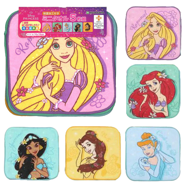 【お取り寄せ商品】ミニタオル5枚組 ディズニー プリンセス ウィズフラワー