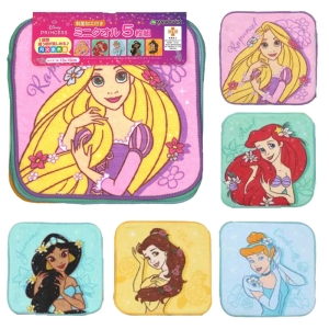 【お取り寄せ商品】ミニタオル5枚組 ディズニー プリンセス ウィズフラワー