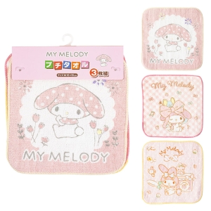 プチタオル 16×16cm マイメロディ ピクニック 3枚組