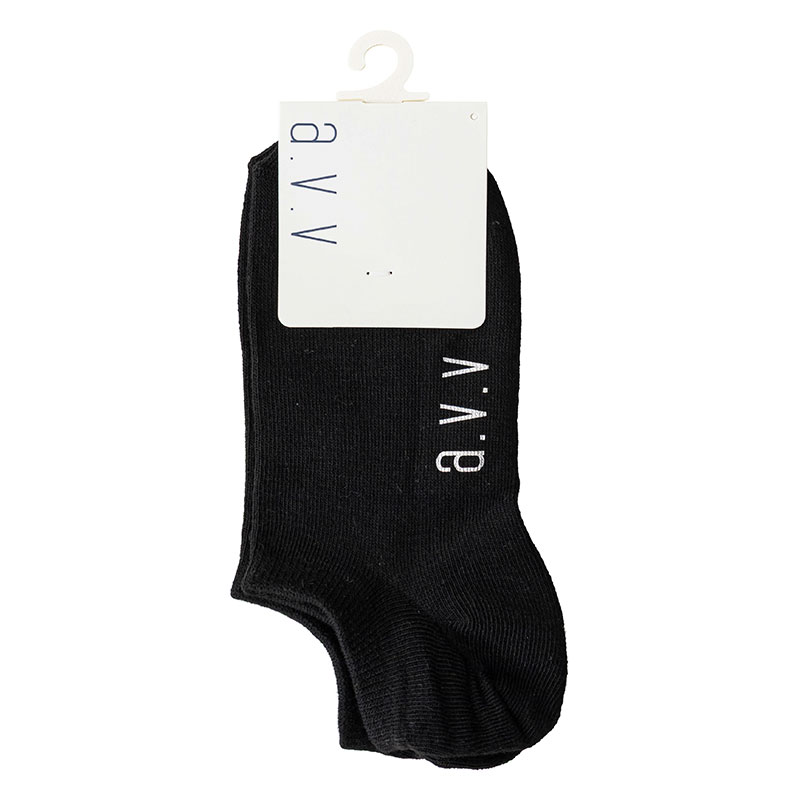a.v.v レディース スニーカーソックス 無地 黒 23-25cm