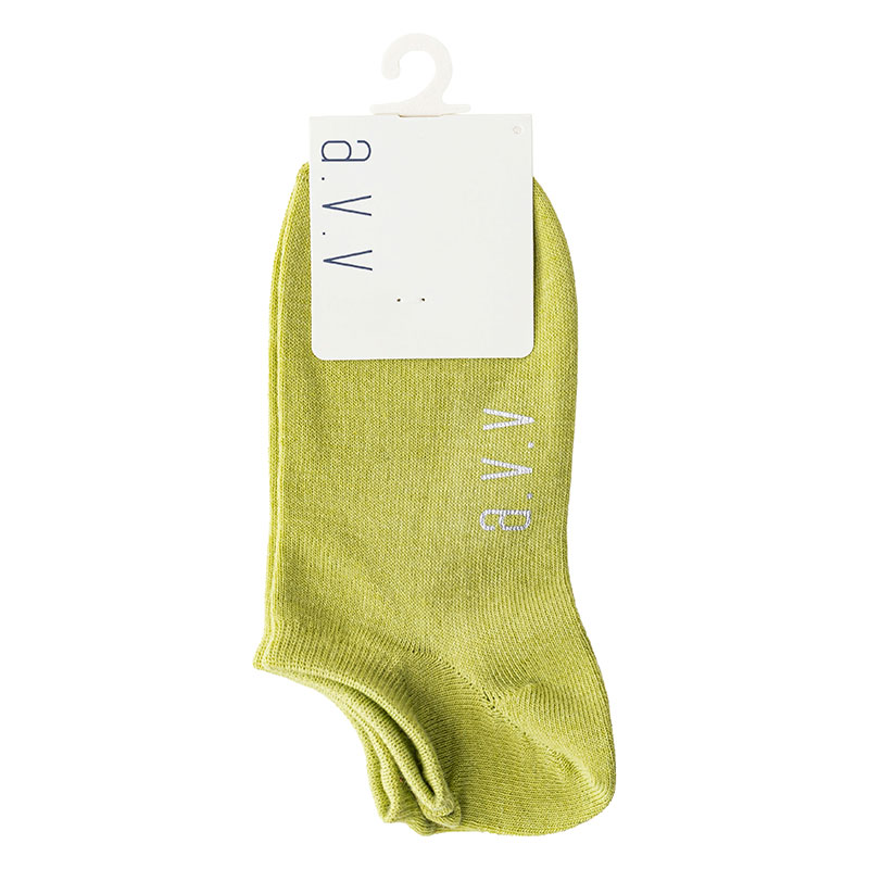 a.v.v レディース スニーカーソックス 無地 グリーン 23-25cm