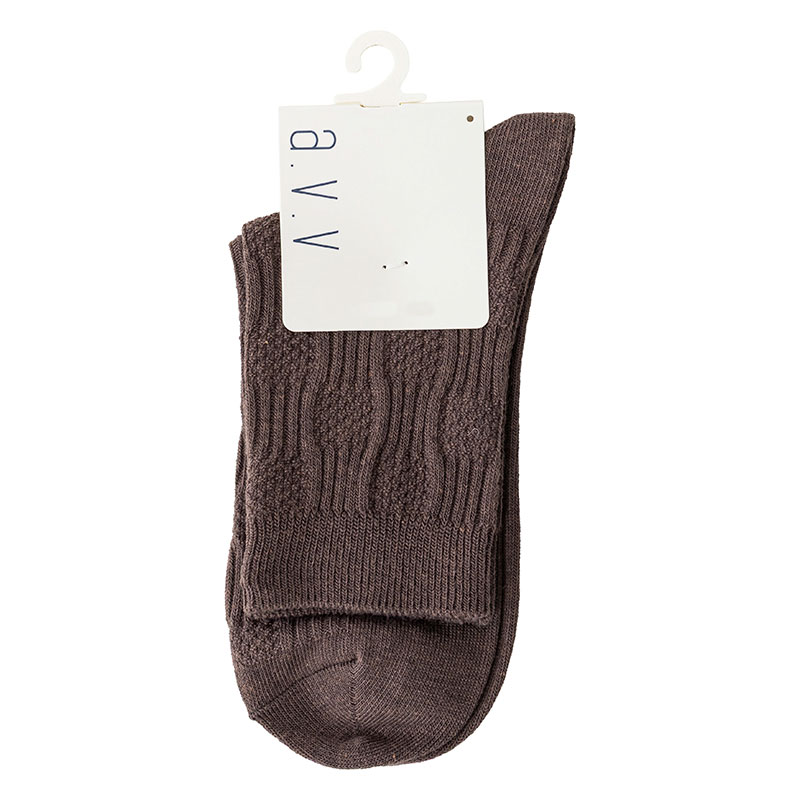 a.v.v レディース クルーソックス カラーリンクス ブラウン 23-25cm