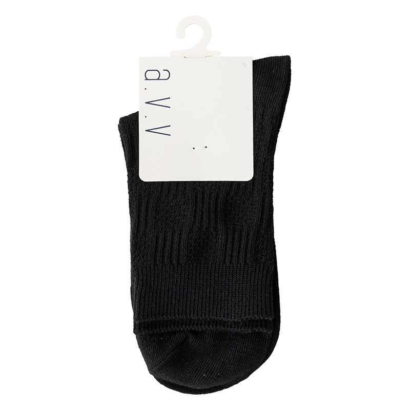 a.v.v レディース クルーソックス カラーリンクス 黒 23-25cm