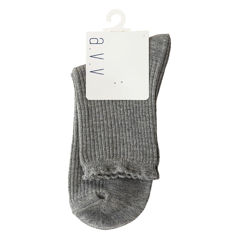 a.v.v レディース クルーソックス リブ グレー 23-25cm