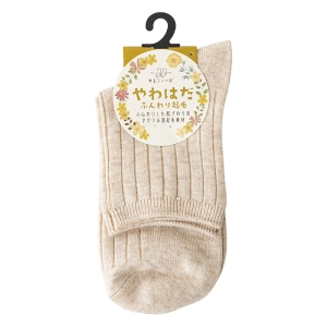 レディース ゆるフィール やわはだ ふんわり起毛 太リブ 22-24cm 22-24cm