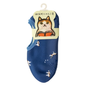レディース 神保町にゃんこ堂 裏ボア付ソックス 部屋履き用 ネイビー 23-25cm