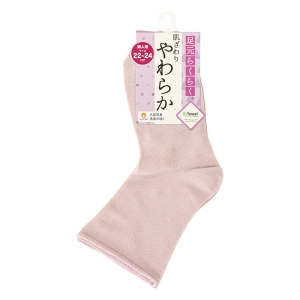 足元らくらく 肌ざわりやわらかソックス クルー丈 ピンク 22-24cm