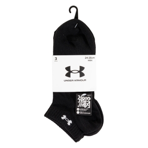 メンズ アンダーアーマー 強靭 無地 ロゴ スニーカー丈 ブラック 3足組