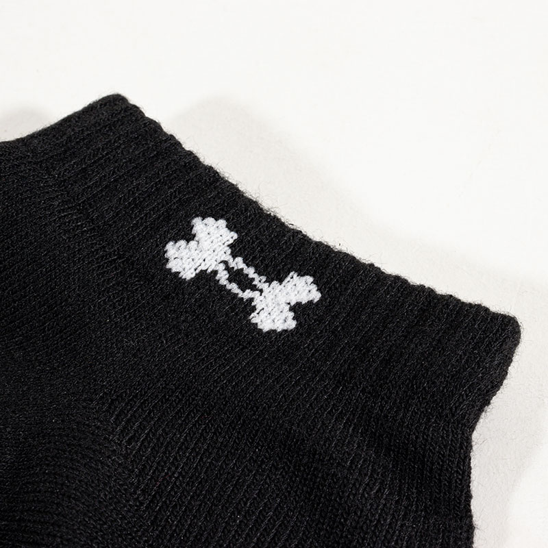 メンズ アンダーアーマー 強靭 無地 ロゴ スニーカー丈 ブラック 3足組