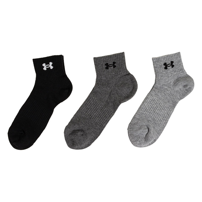 メンズ アンダーアーマー 強靭 無地 ロゴ ショート丈 MIX 2足組