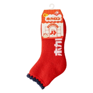 レディース ホカロン 裏起毛ソックス ショート丈 レッド 23-25cm