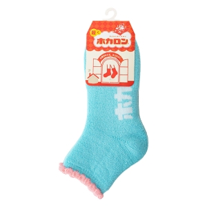 レディース ホカロン 裏起毛ソックス ショート丈 ライトブルー 23-25cm