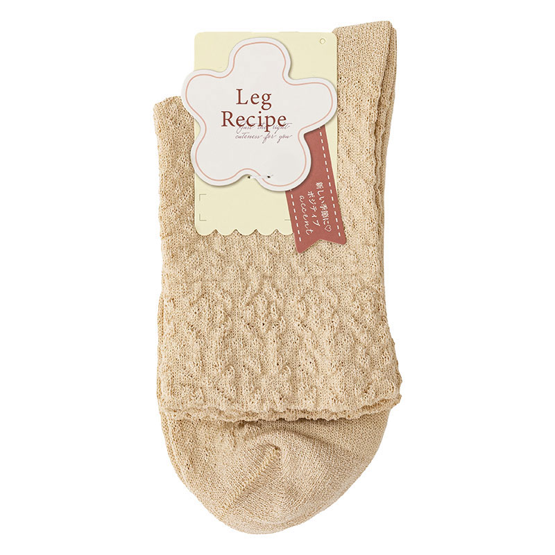 レディース LegRecipe クルー丈ソックス ボコフロート ベージュ 23-25cm