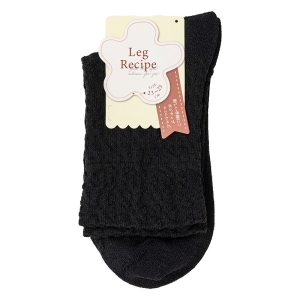 レディース LegRecipe クルー丈ソックス ボコフロート ブラック 23-25cm