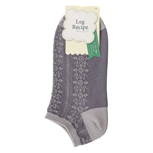 レディース LegRecipe スニーカー丈ソックス ラメ ライトグレー 23-25cm