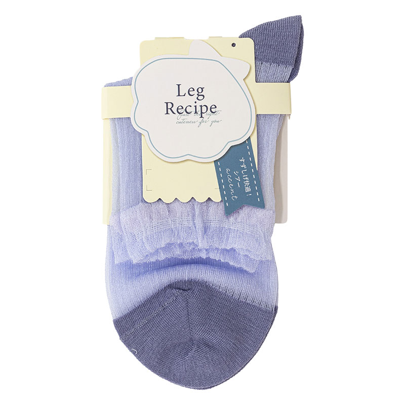 レディース LegRecipe クルー丈ソックス テグスリブ ブルー 23-25cm