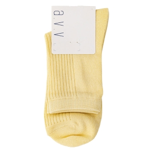 レディース a.v.v クルー丈ソックス シアーリブ イエロー 23-25cm