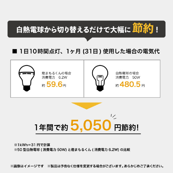 非常用LED電球 電球色 TAL-690-2