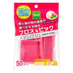 フロス&ピック XYLITOL配合 ピーチミントフレーバー 50本