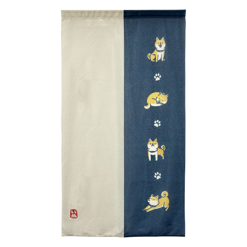 のれん 柴犬 ブルー 85×150cm