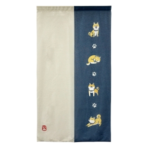 のれん 柴犬 ブルー 85×150cm