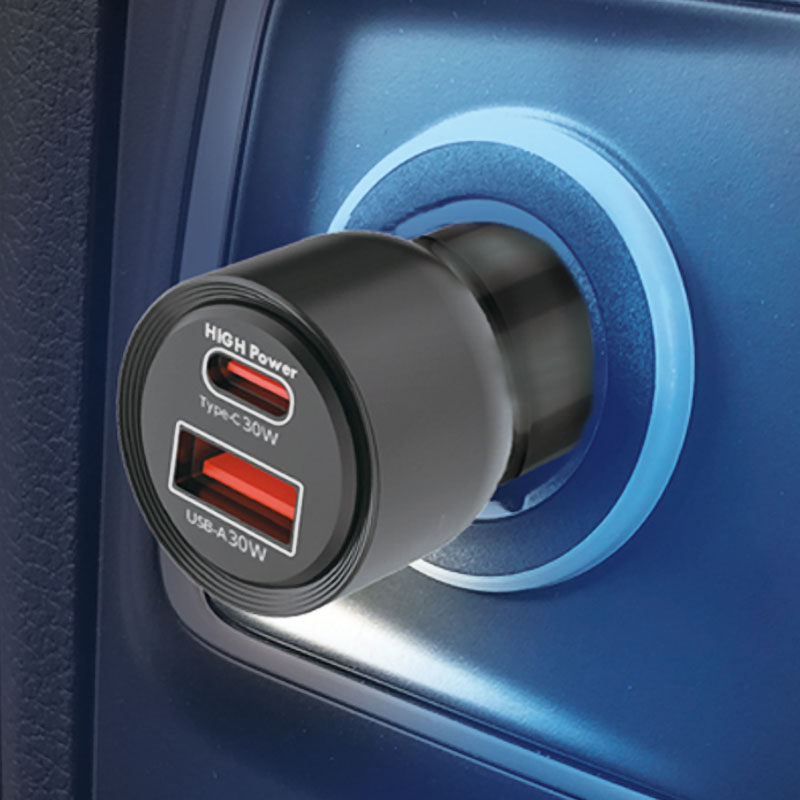 DC2ポート充電器 C＋A 編み込みCCケーブル付き＋USB-Aコネクタ付き X-333