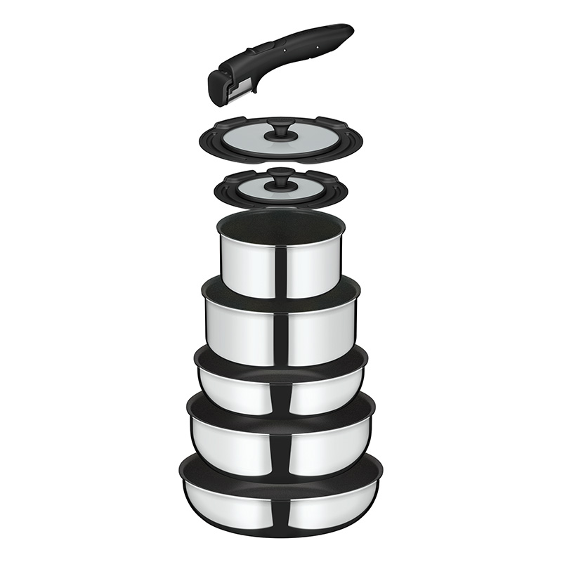 【お取り寄せ商品】取っ手のとれるフライパン8点セット ステンレス ガス火・IH対応