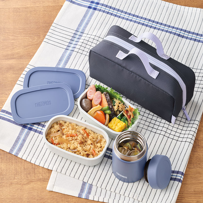 【お取り寄せ商品】真空断熱スープランチセット 800ml グレーネイビー