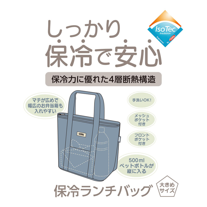 【お取り寄せ商品】保冷ランチバッグ 7L アッシュブルー