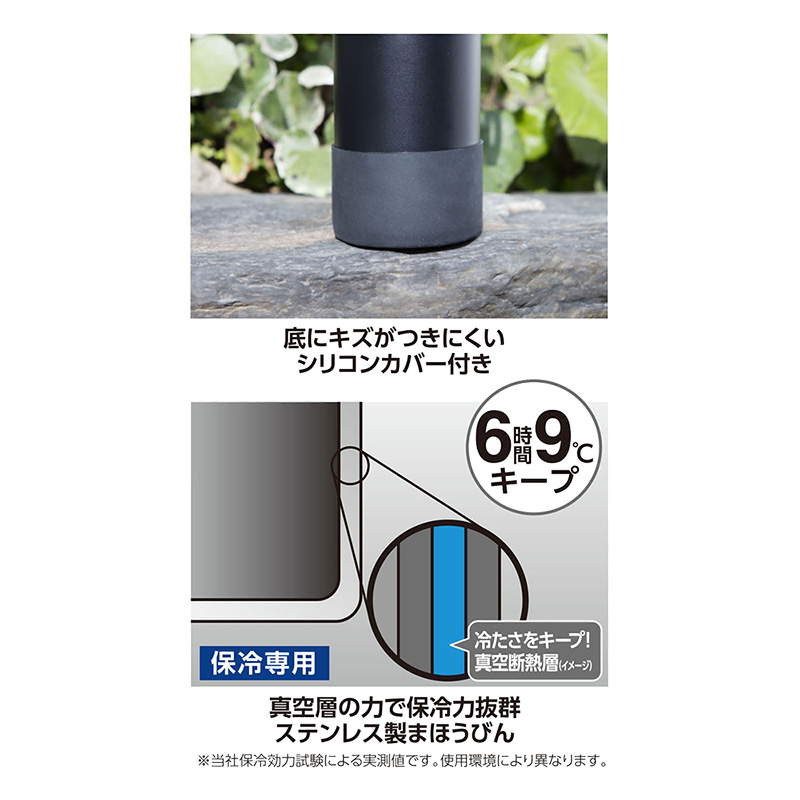 持ち運びに便利なアウトドアボトル 保冷専用 1200ml ブラック