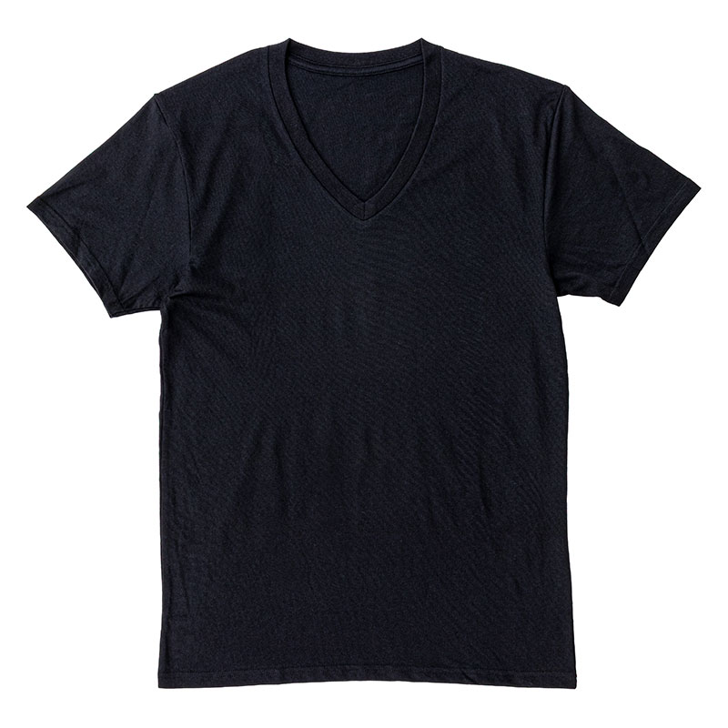 メンズ 吸汗速乾インナー 2枚組 半袖 V首 ブラック