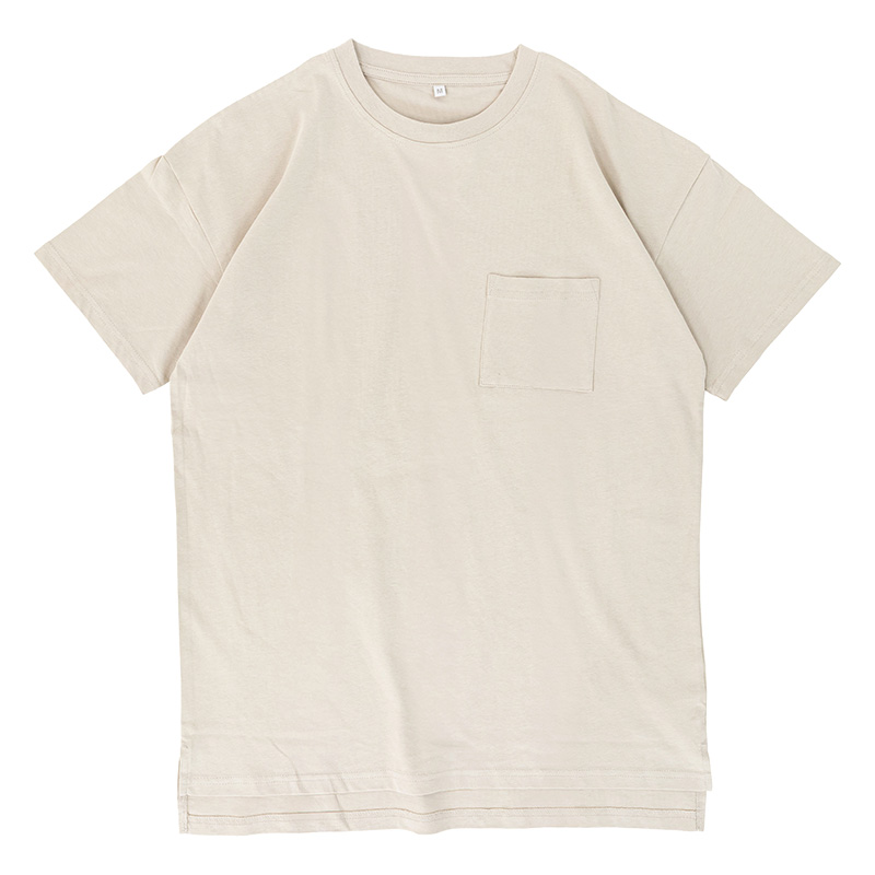 レディース ポケット付き 半袖Tシャツ グレージュ