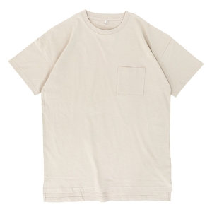 レディース ポケット付き 半袖Tシャツ グレージュ