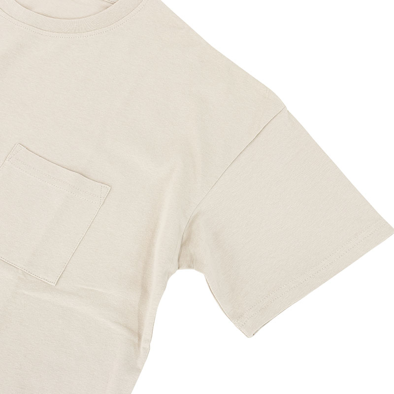 レディース ポケット付き 半袖Tシャツ グレージュ