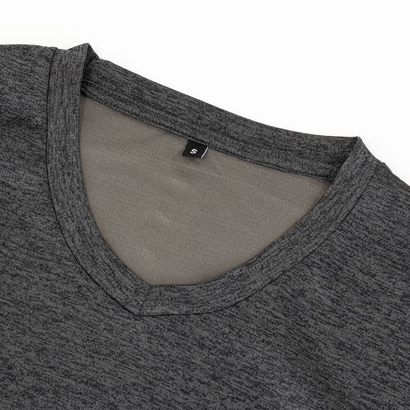 メンズ DRY メッシュTシャツ(Vネック)杢チャコール