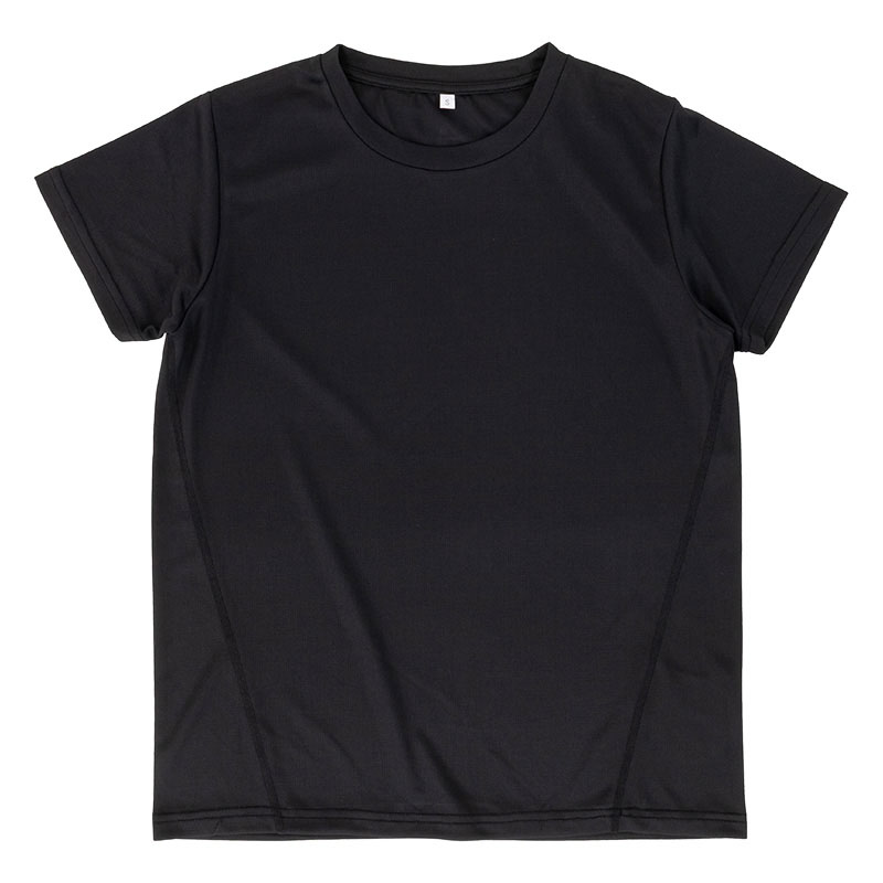 レディース DRY メッシュ半袖Tシャツ(クルーネック)ブラック