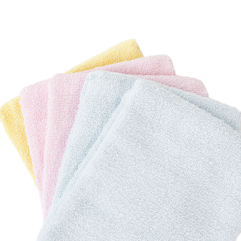 薄手でしぼりやすいフェイスタオル 約34×80cm 5枚組 カラーアソート