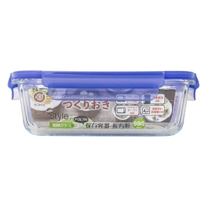 保存容器 耐熱ガラス バルブ付 長方形 980ml