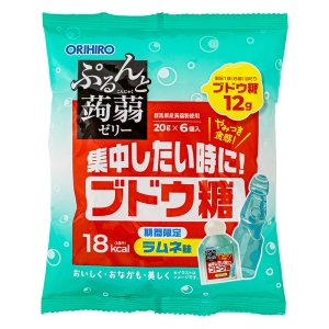 ぷるんと蒟蒻ゼリーパウチ ブドウ糖 ラムネ味 120g(20g×6個)