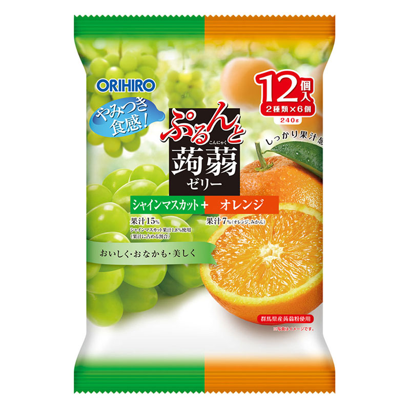 ぷるんと蒟蒻ゼリーパウチ シャインマスカット+オレンジ 240g