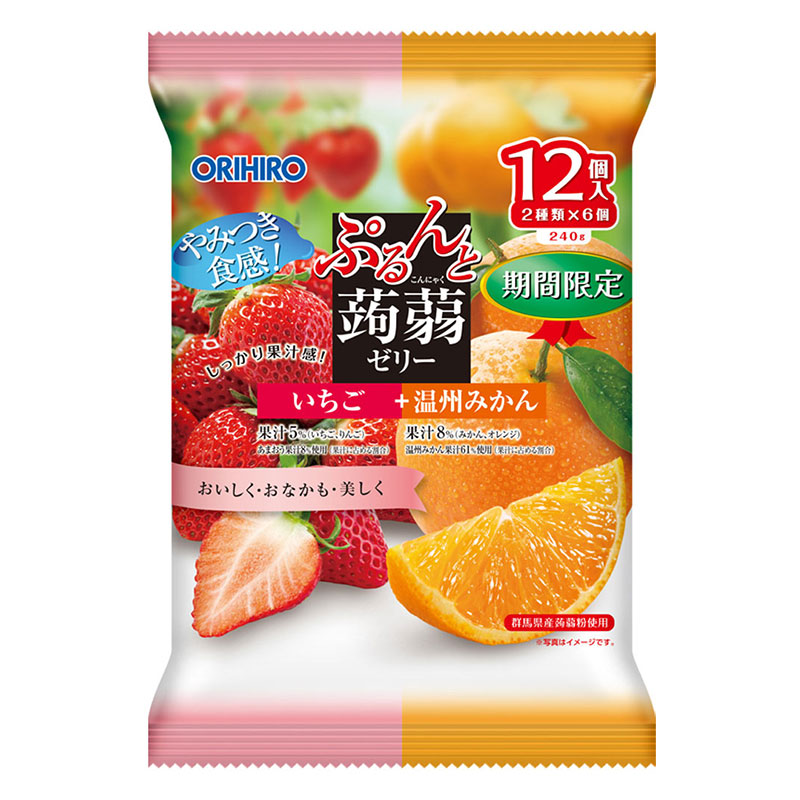 ぷるんと蒟蒻ゼリーパウチ いちご+温州みかん 240g