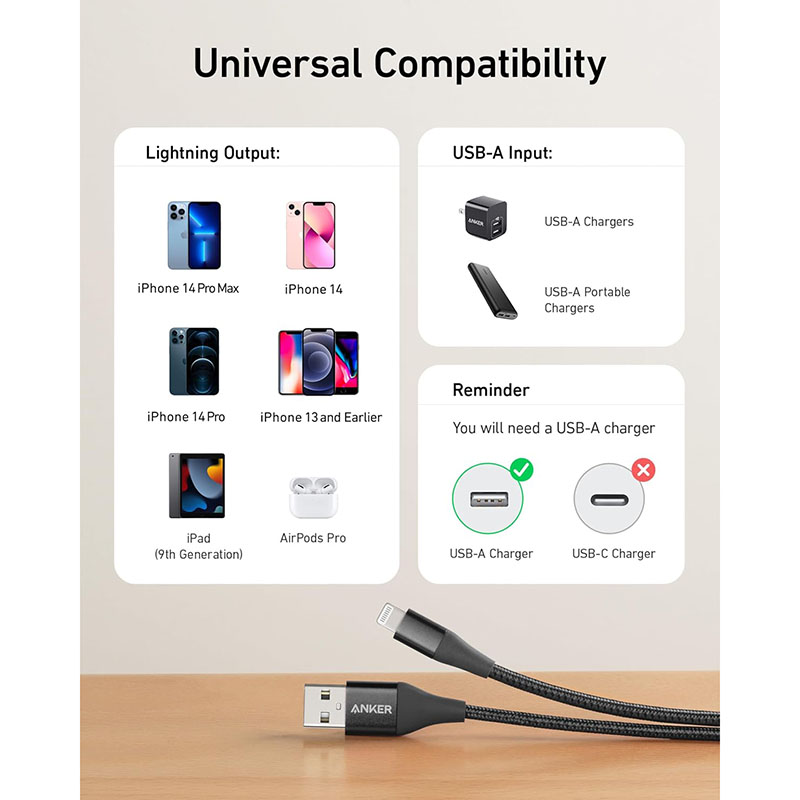 ★USB-A to Lightning ケーブル1.8m A8453N12