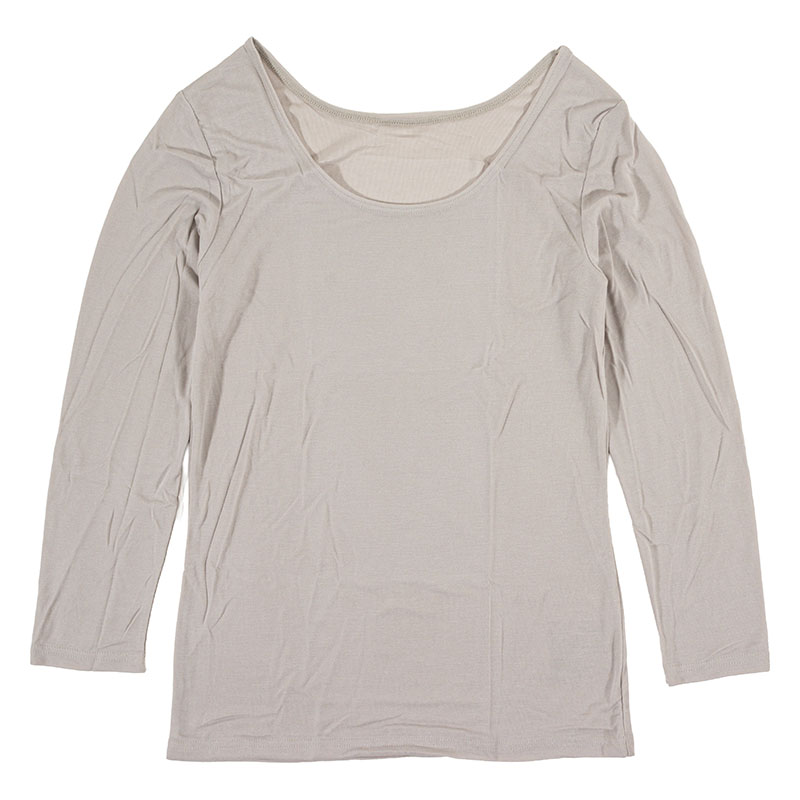 レディース さらさら吸汗速乾 インナー 8分袖 グレージュ