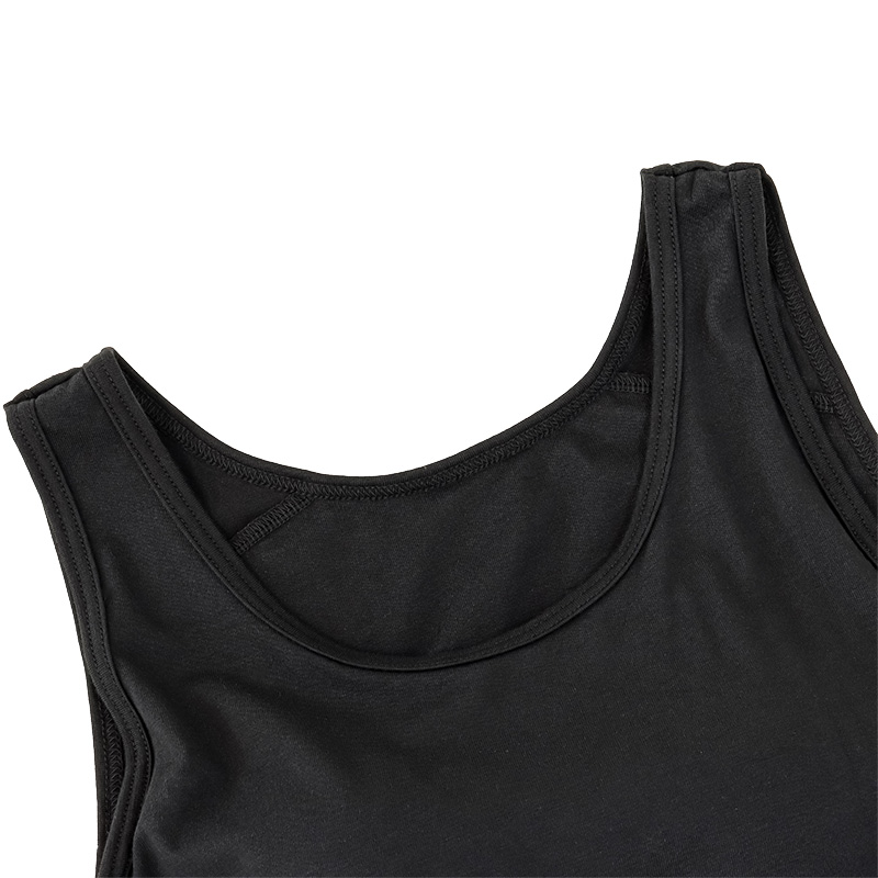 綿混 カップ付き ストレッチタンクトップインナー ブラック