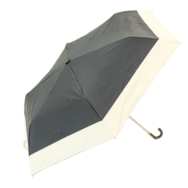 晴雨兼用バイカラー折傘 55cm ブラック