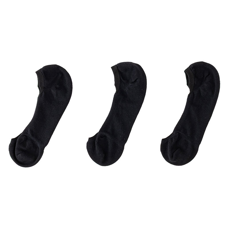 レディース ベリーショートソックス｜浅め 3足組 ブラック 23-25