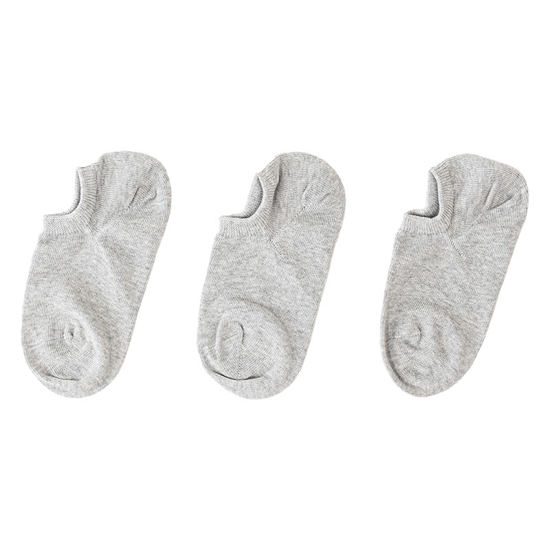 レディース スニーカーソックス 3足組 杢グレー 23-25