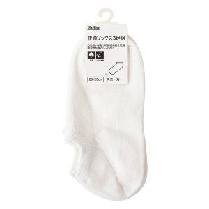 レディース スニーカーソックス 3足組 ホワイト 23-25