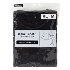 メンズ 長袖 ルームウェアセット ブラック