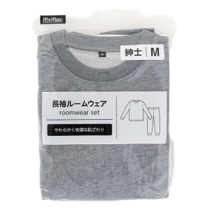 メンズ 長袖 ルームウェアセット 杢グレー